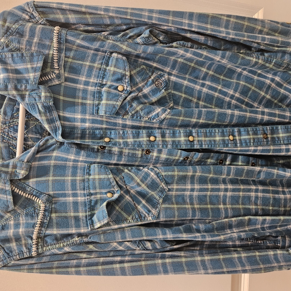Blue Plaid Button-Up Shirt